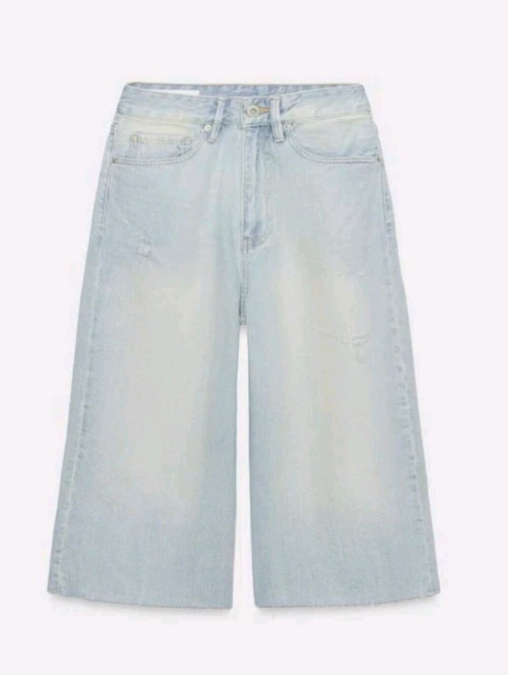 Zara High Rise Light Wash Long Denim Shorts US8 NWT - Retail $50 -revolve - Picture 3 of 9